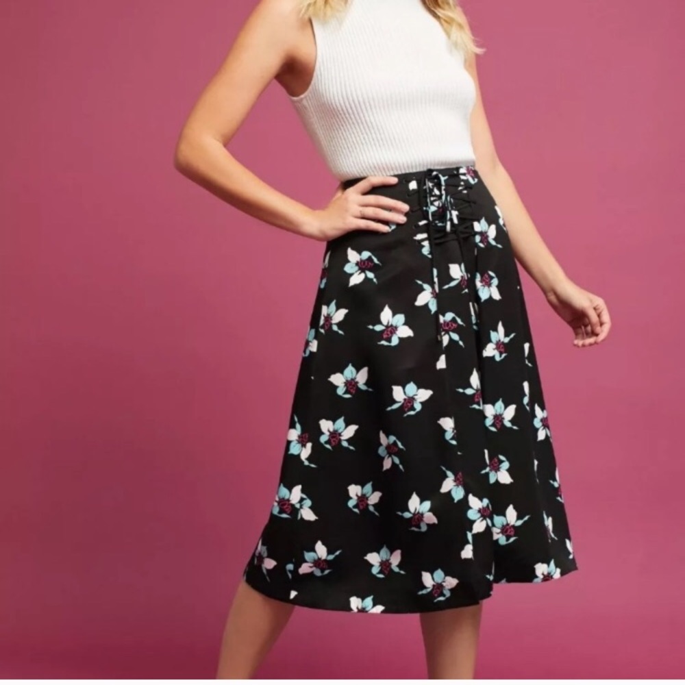 NWOT Anthropologie Maeve Zadie Black Floral Skirt